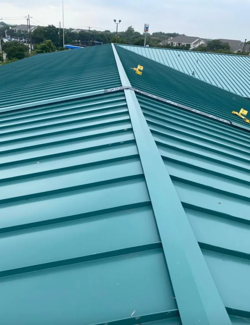 Green commercial metal roof ridge and valley for Metal Roof Repair in Fruit Heights